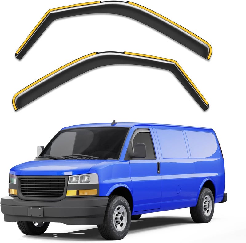 Breejoy in-Channel Rain Guards Fit for Chevy Express Van 1996-2026 & GMC Savana 1996-2026, Window Rain Guards Visors Vent Visors Window Deflector Vent Shades Car Accessories -2 pcs - Image 1